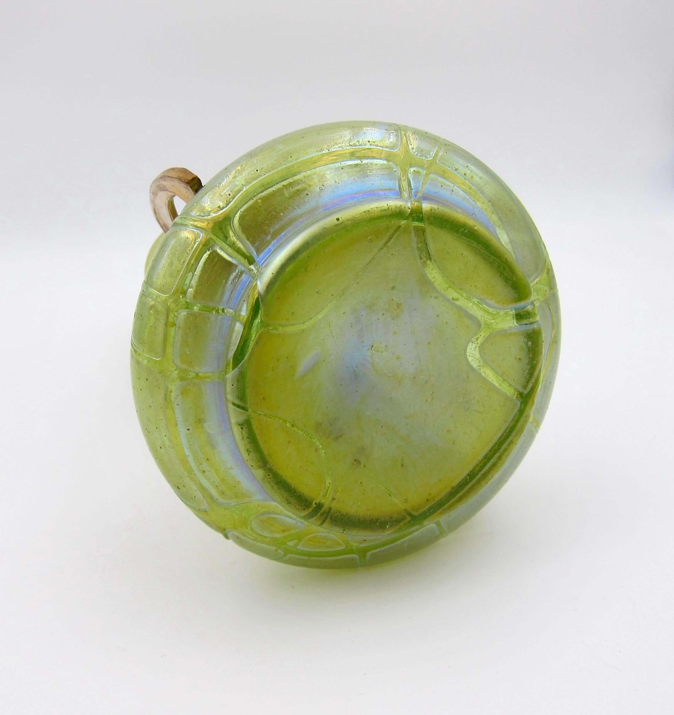 Kralik Pampas Iridescent Green Glass Vase with Art Nouveau Gilt Metal Mount In Good Condition In Los Angeles, CA