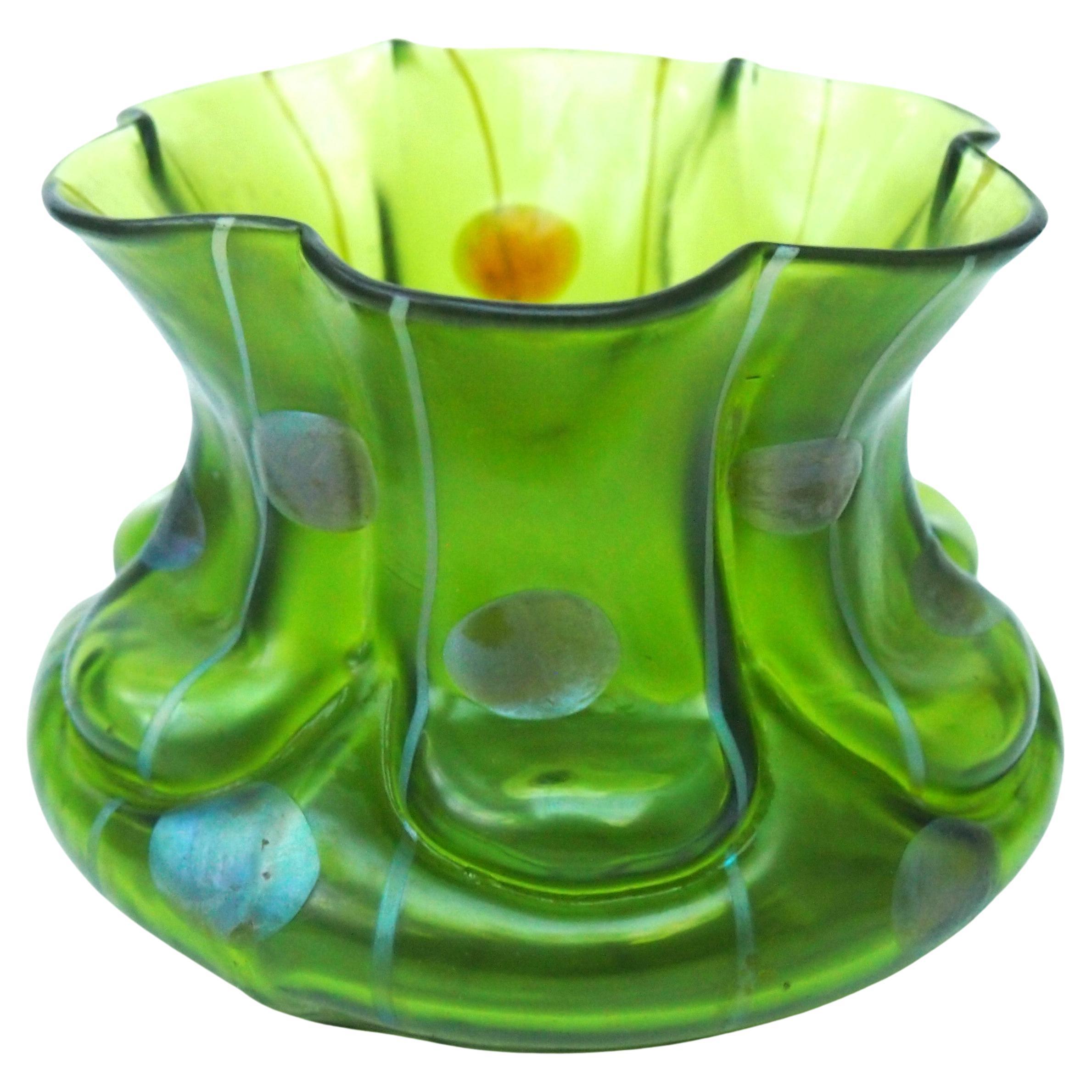 Kralik Striefen and Flecken Bohemian Glass Vase c1899 For Sale
