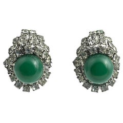 Pendientes de disfraz Kramer de imitación de jade y brillantes