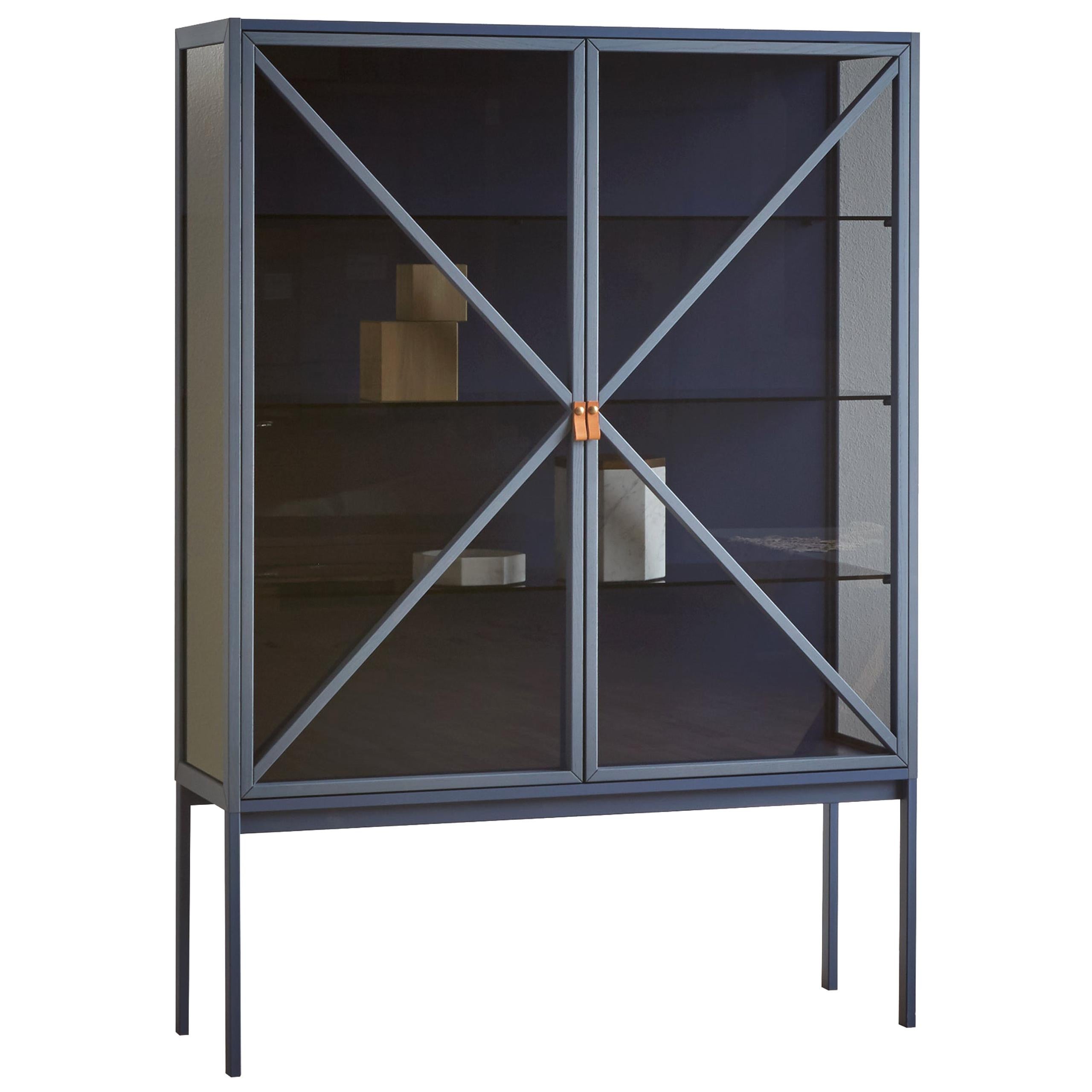 Kramer Large Vertical Cabinet in Intense Blue Lacquered Frame by E-GGS For Sale