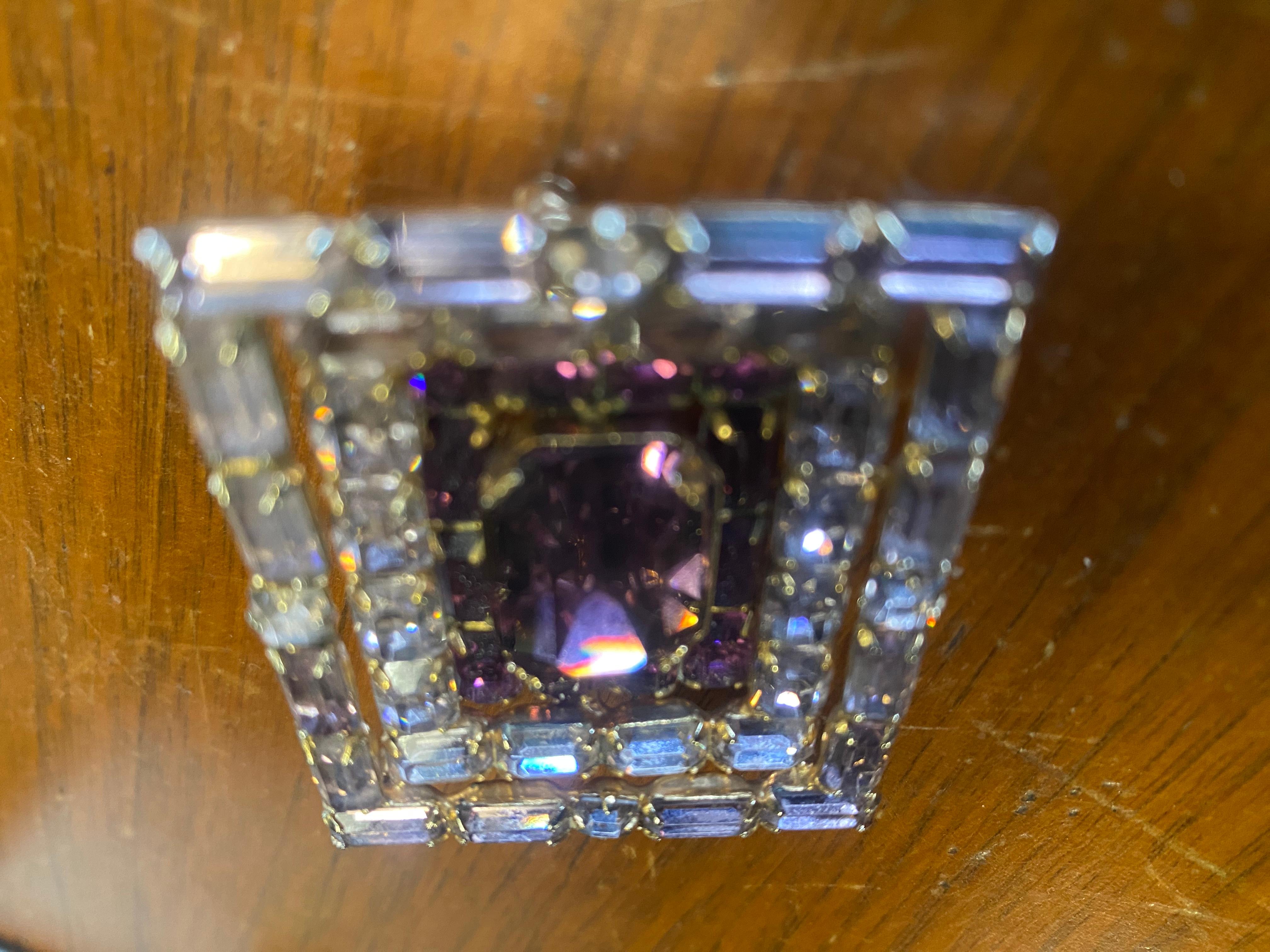 Kramer Retro 1940s  -50's Amethyst /Rhinestone Art Deco Brooch For Sale 3