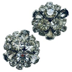 KRAMER signed Vintage silver tone rhinestone designer earrings