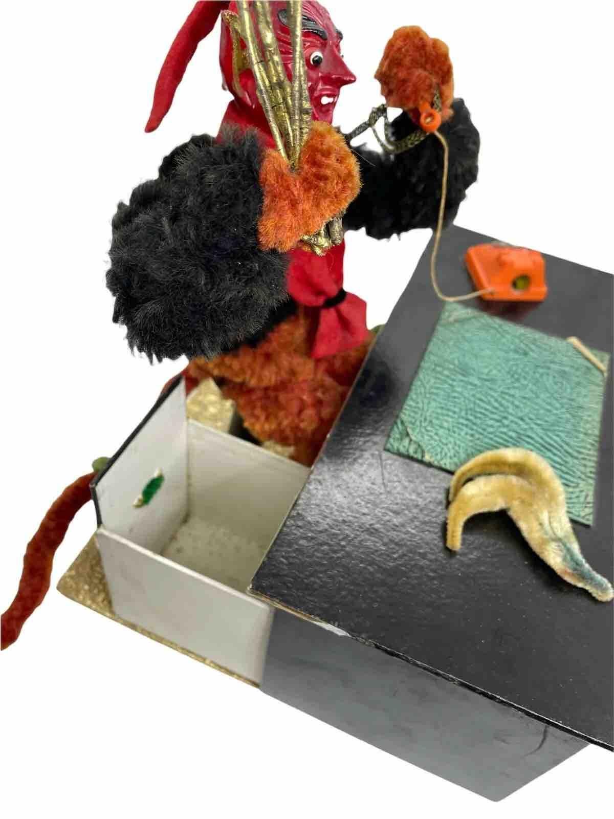 Felt Krampus Companion of Belsnickel Devil Candy Container Antique Austria 1940s For Sale
