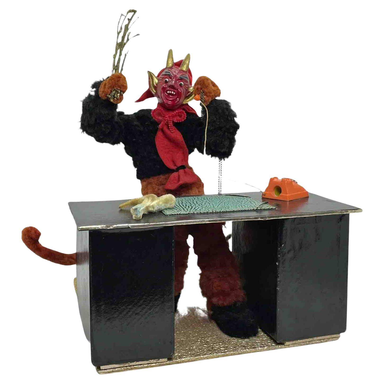 Krampus Companion of Belsnickel Devil Candy Container Antique Austria 1940s