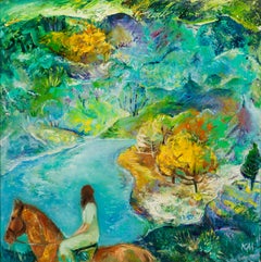Presencia Emocional - Paisaje Pintura al Óleo Colores Amarillo Marrón Verde Blanco Azul
