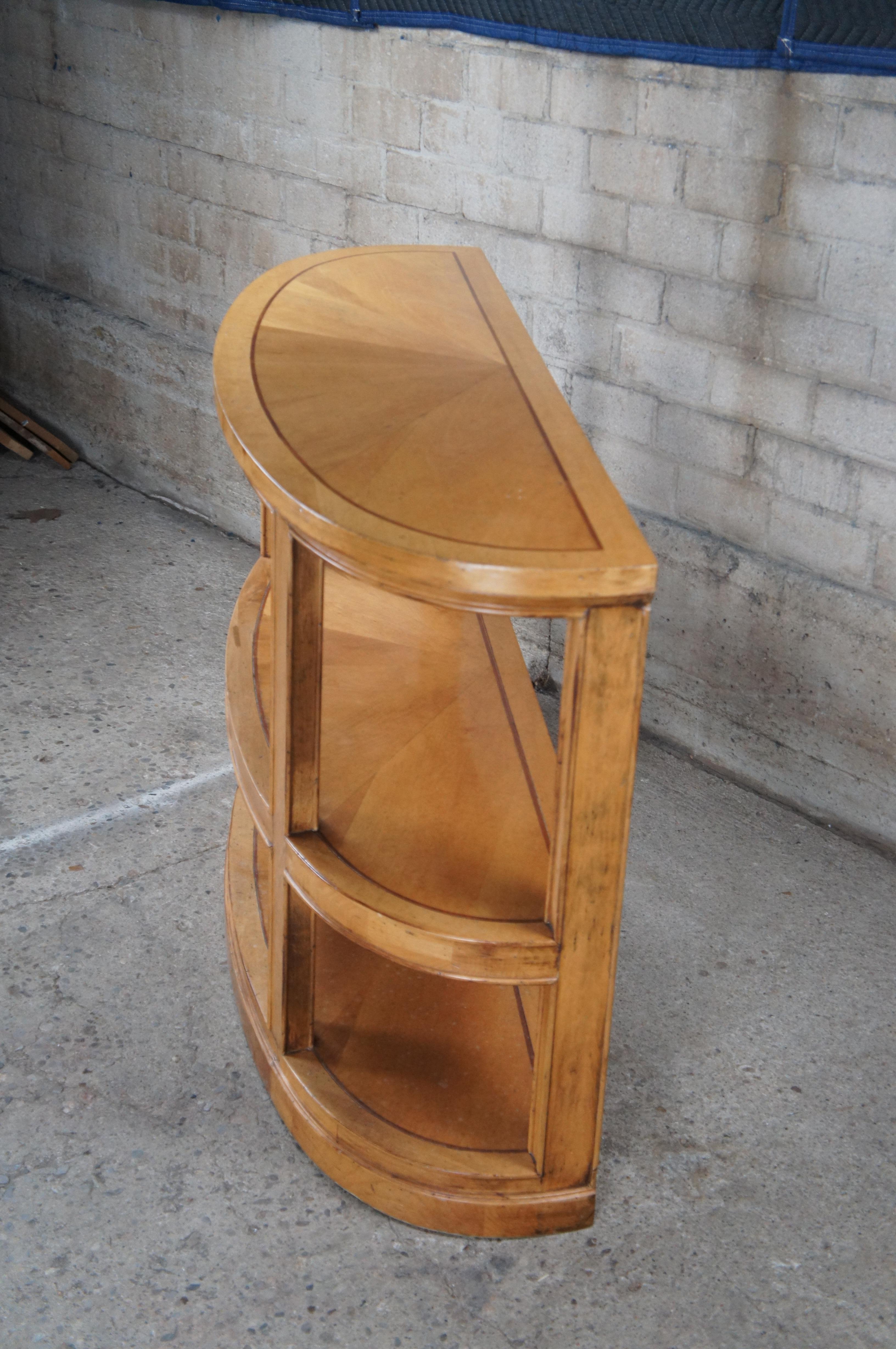 Kravet Furniture Tiered Half Moon Demilune Maple Inlaid Modern Console Table 60