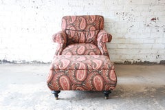 Kravet Lounge Chair and Ottoman in Paisley Upholstery