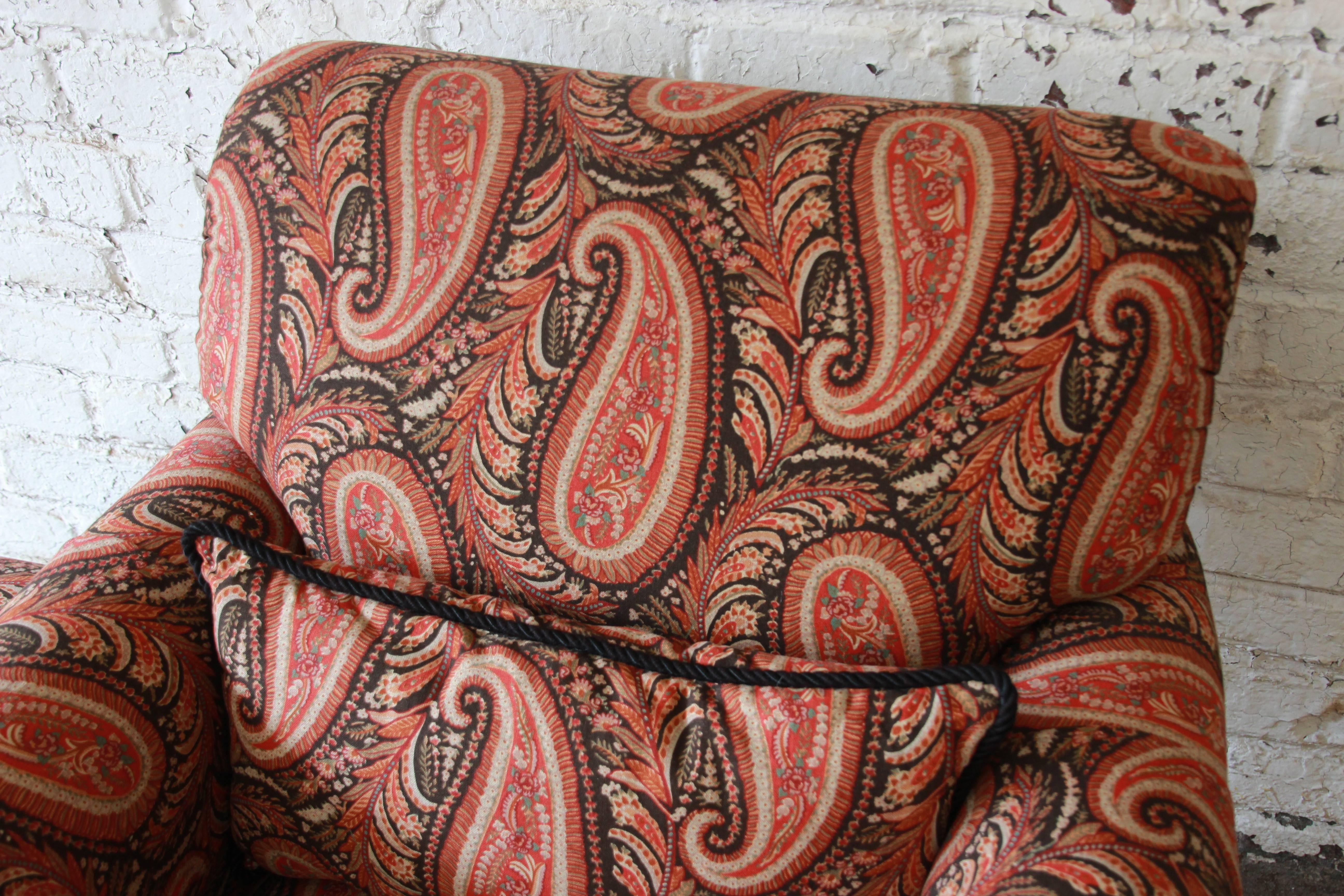 Kravet Lounge Chair and Ottoman in Paisley Upholstery 1