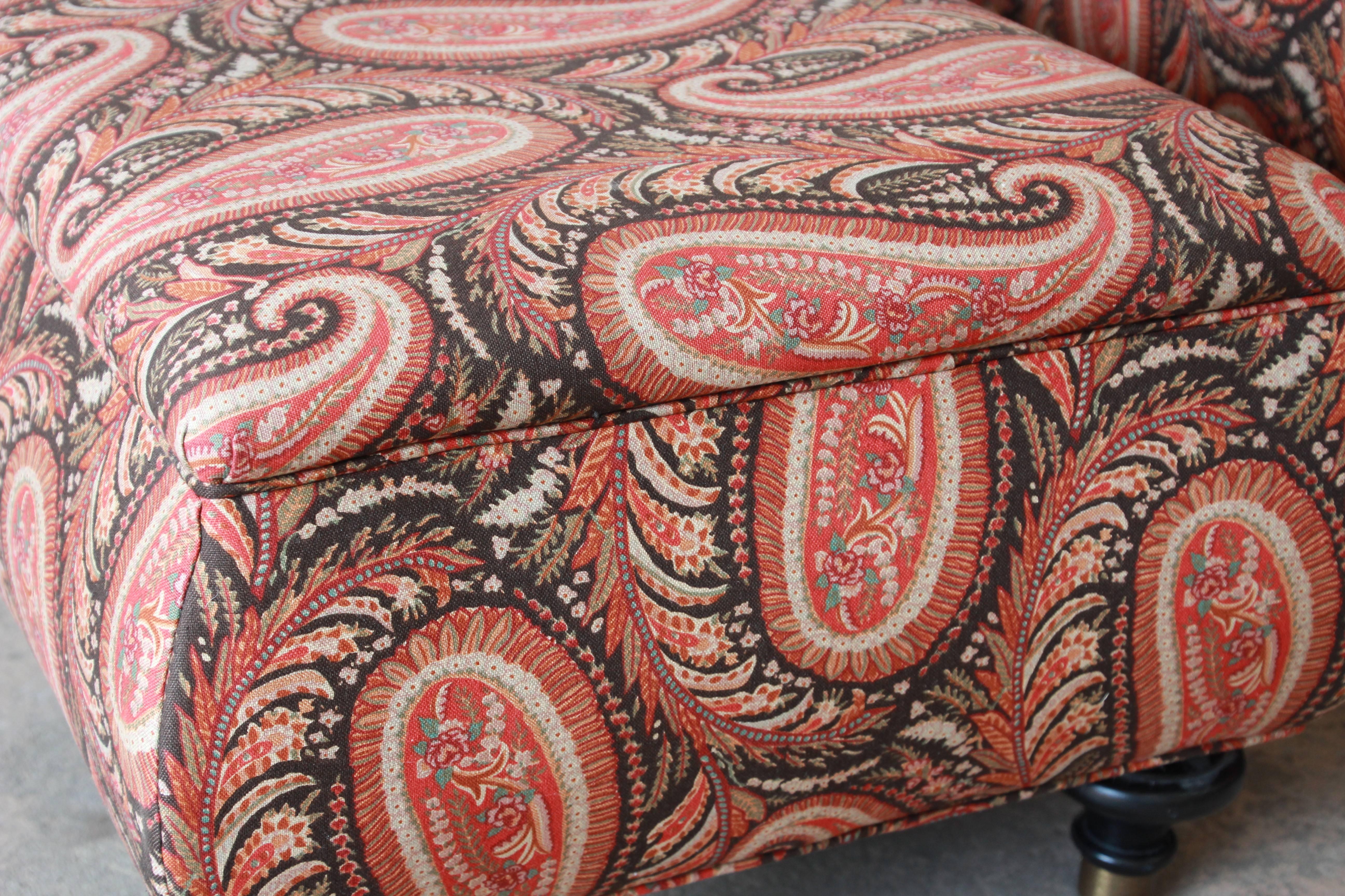 Kravet Lounge Chair and Ottoman in Paisley Upholstery 2