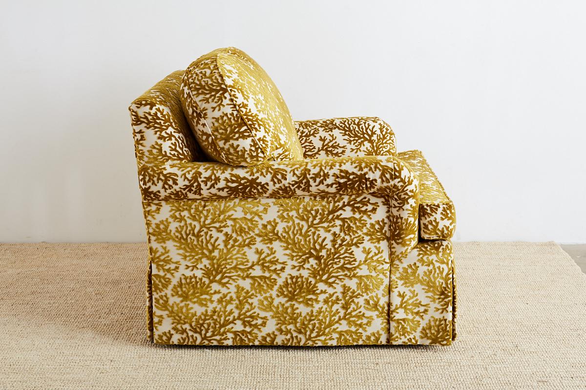 Kravet Sea Green Coral Velvet Upholstered Club Chair 2