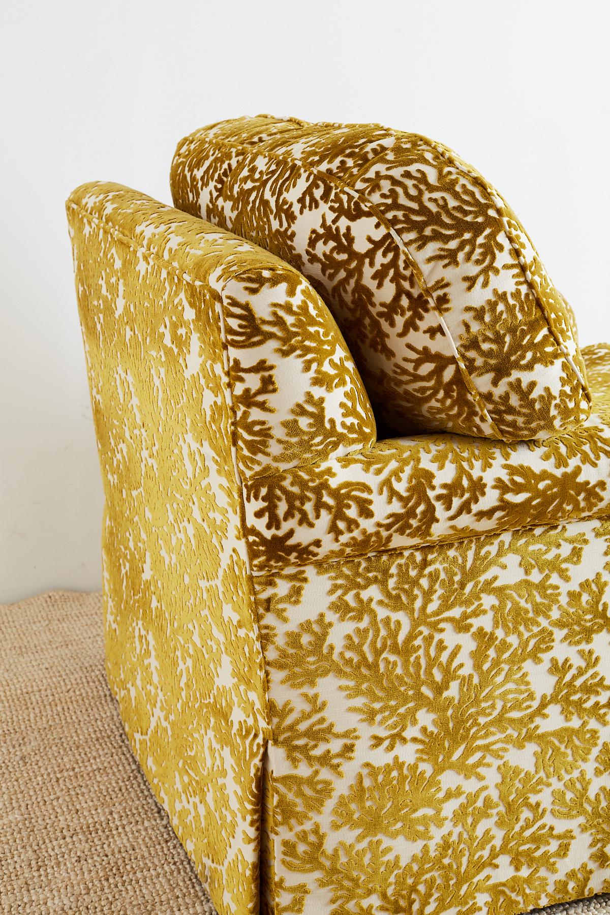 Kravet Sea Green Coral Velvet Upholstered Club Chair 4