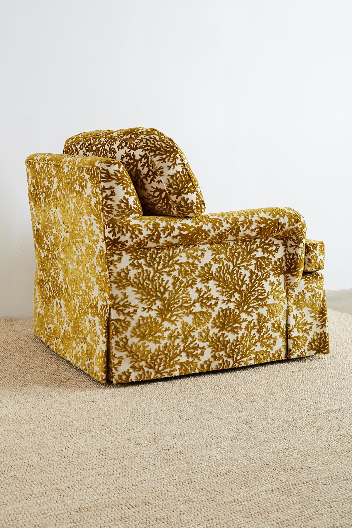 Kravet Sea Green Coral Velvet Upholstered Club Chair 6