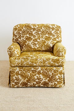 Kravet Sea Green Coral Velvet Upholstered Club Chair