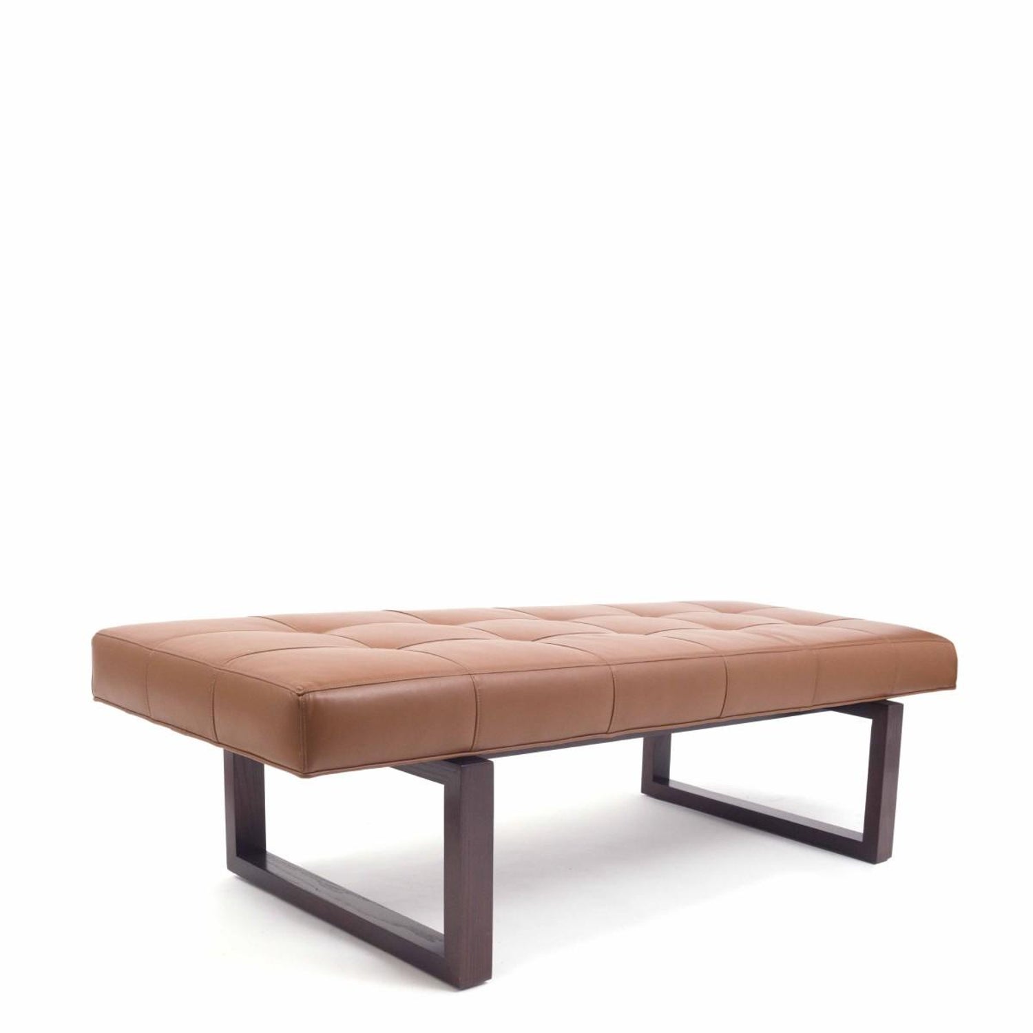 Kravet Tan Leather Bench With Wood Base For Sale At 1stdibs