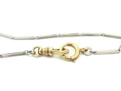 Kreisler Gold & Platinum 14" Bar Watch Chain Necklace w/ Dog Clip & Spring Ring