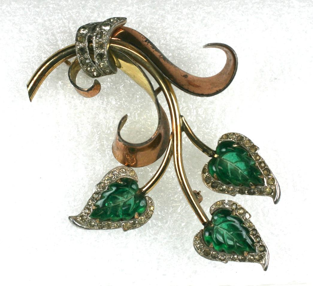Kreisler Green Fruit Salad Gripoix Glass Retro Brooch In Good Condition For Sale In New York, NY
