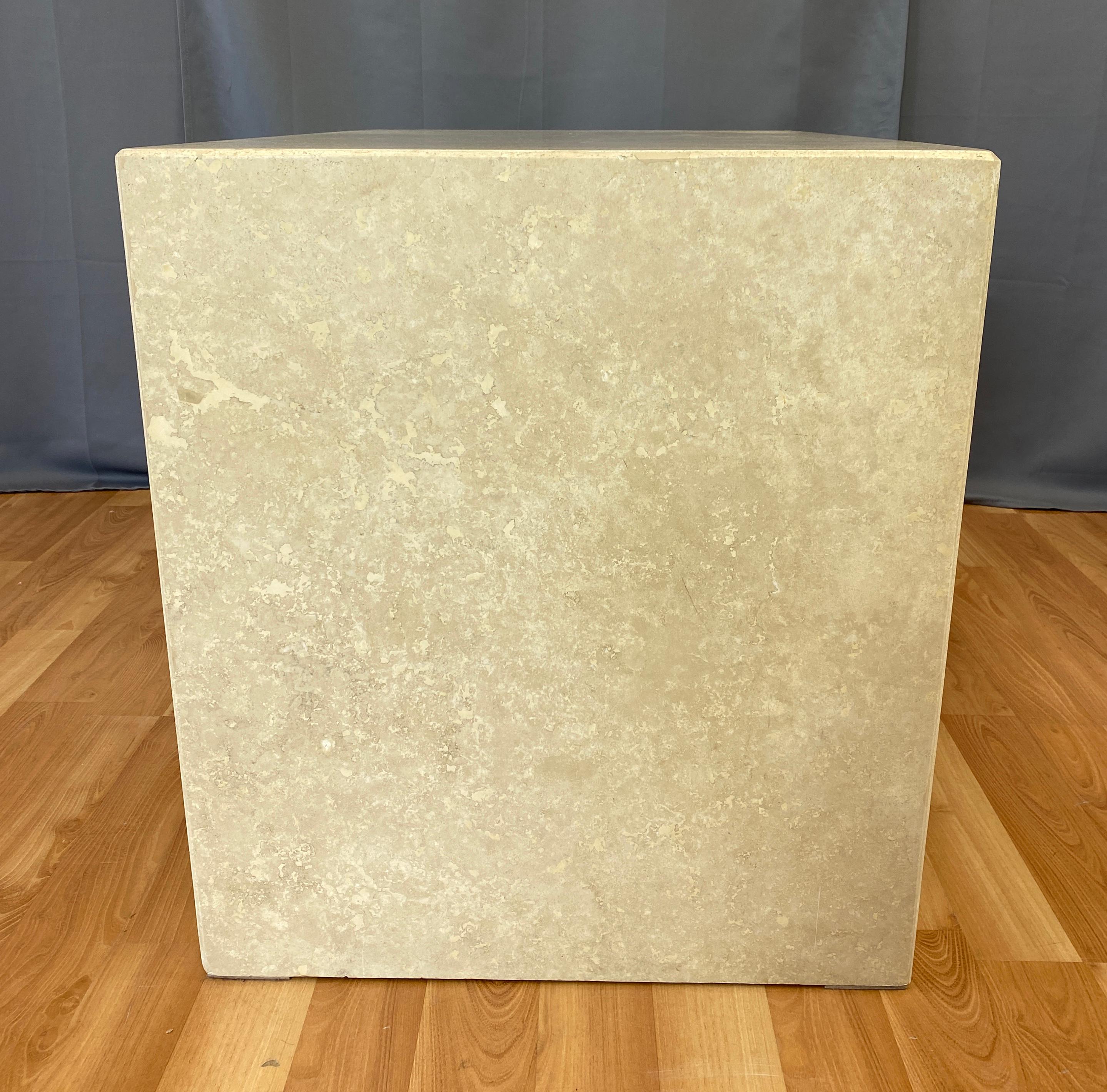 Kreiss Caravelle Travertine Marble End Table In Good Condition In San Francisco, CA