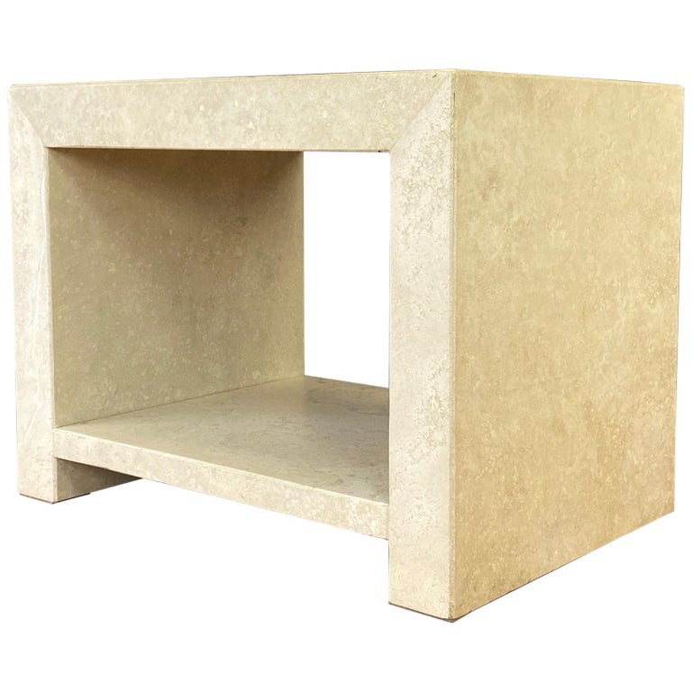 Kreiss Caravelle Travertine Marble End Table at 1stDibs