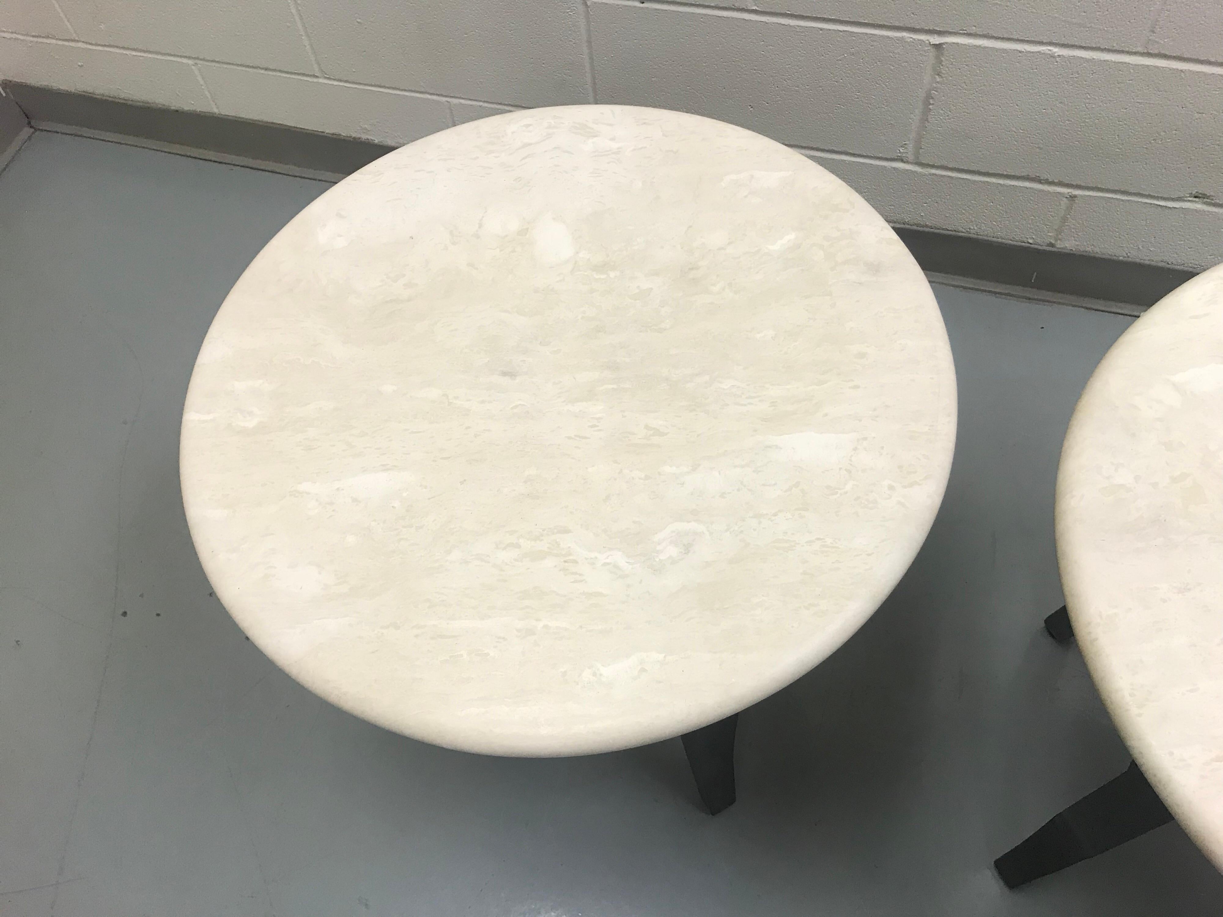 Kreiss Collection Pair of Travertine Top End Tables 3