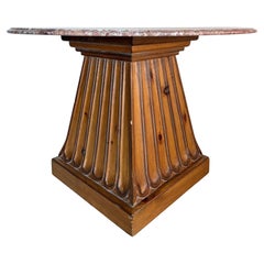 Kreiss "Duchess" Marble + Sculptural Wood Pedestal Card Table Game Table Dining