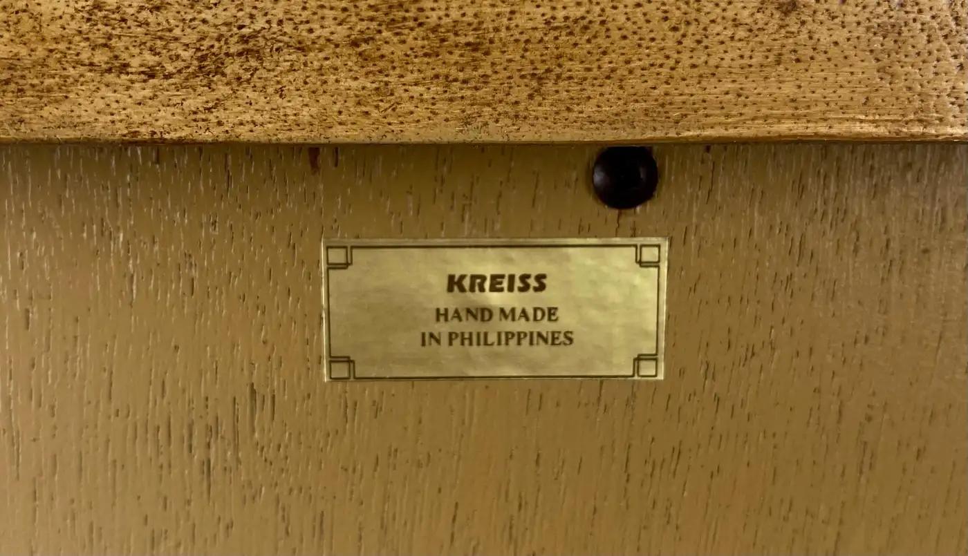 Kreiss Federal Style Beige Shagreen Apothecary Cabinet with Bronze Design 14