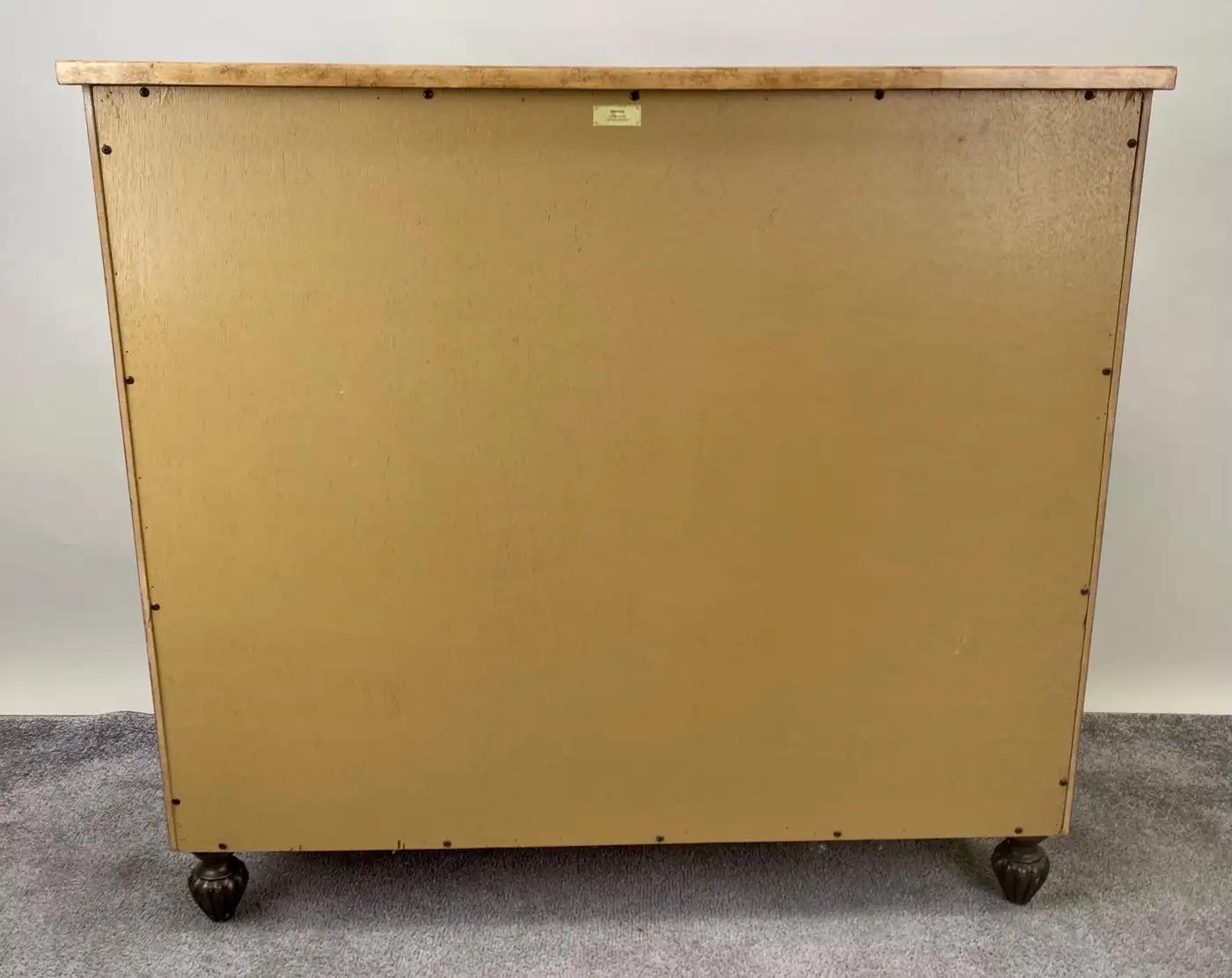 20th Century Kreiss Federal Style Beige Shagreen Apothecary Cabinet with Bronze Design