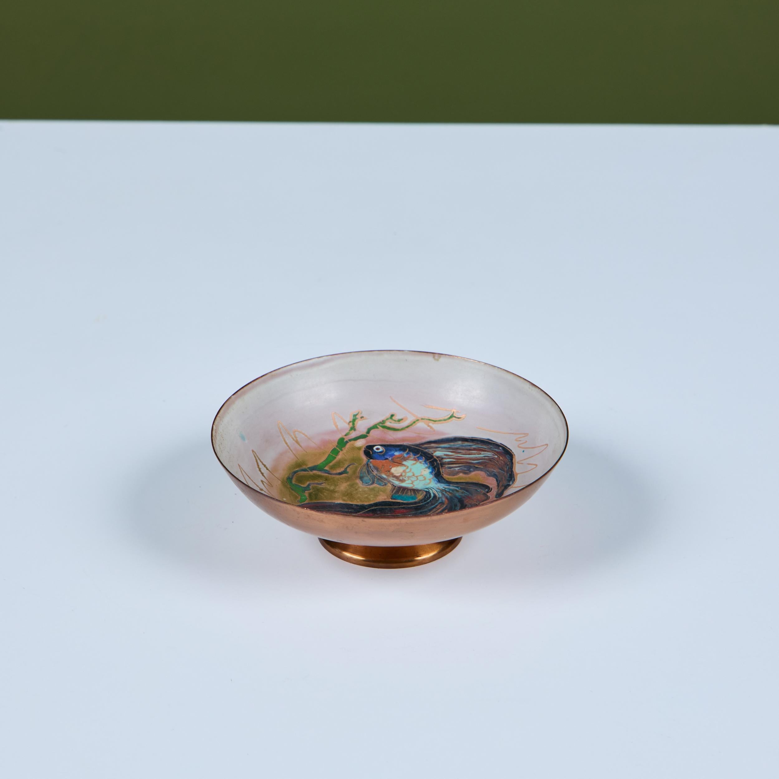 Krelage Kampffisch Schale aus emailliertem Kupfer im Angebot 5