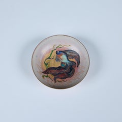 Krelage Fighting Fish Enameled Copper Bowl