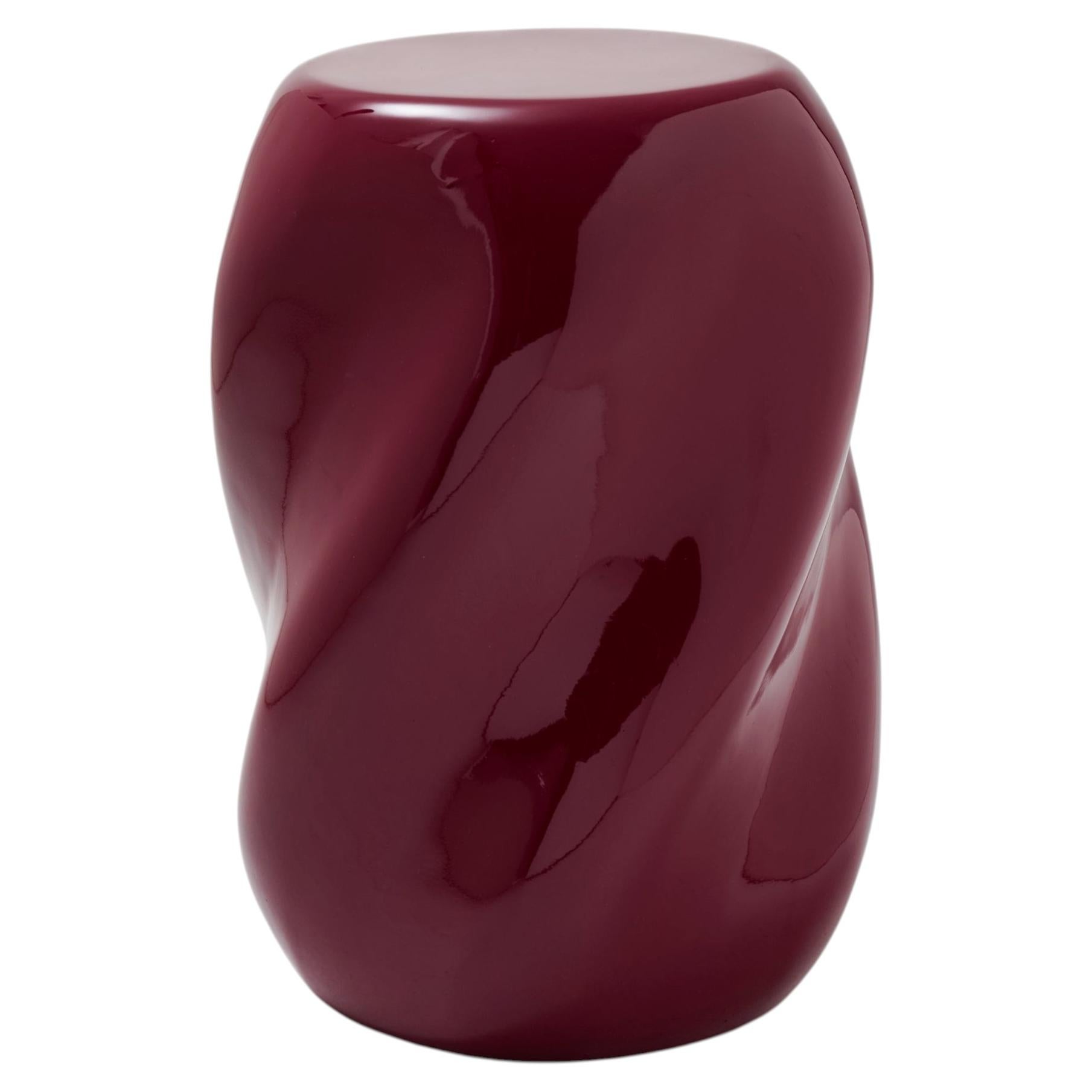 Krema Stool in Cherry Red Fiberglass, Sculptural Design