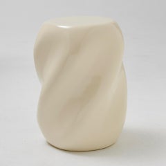 Krema Cream Fiberglass Stool with Sculptural Design