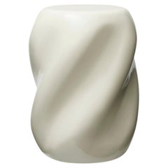 Krema Cream Fiberglass Stool with Sculptural Design