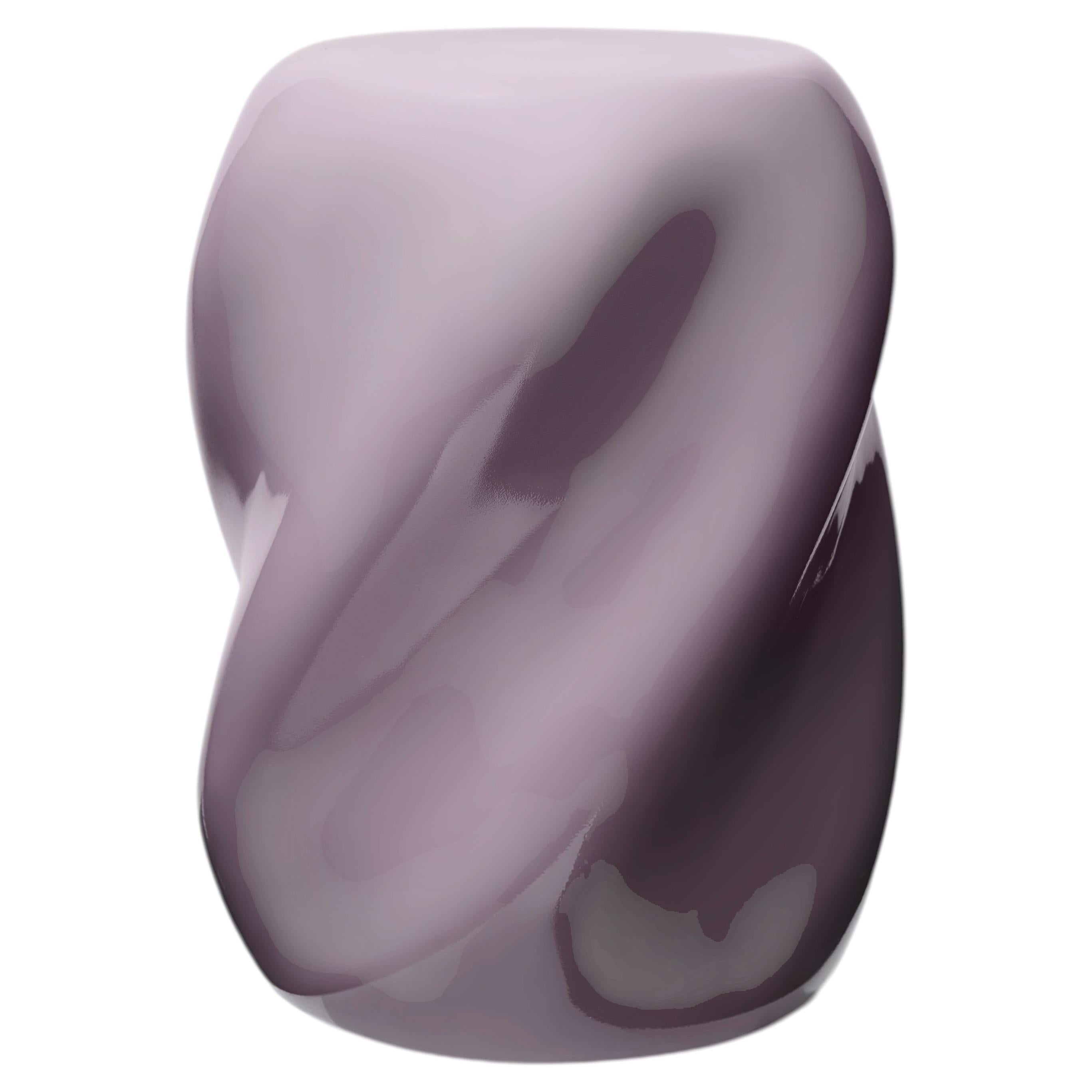 Hocker „Krema“ aus lila Glasfaser, Beistelltisch im skulpturalen Design im Angebot