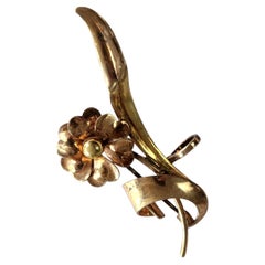 Krementz 12K Gold-Filled Sterling Floral Pin Pendant, Retro Convertible Brooch