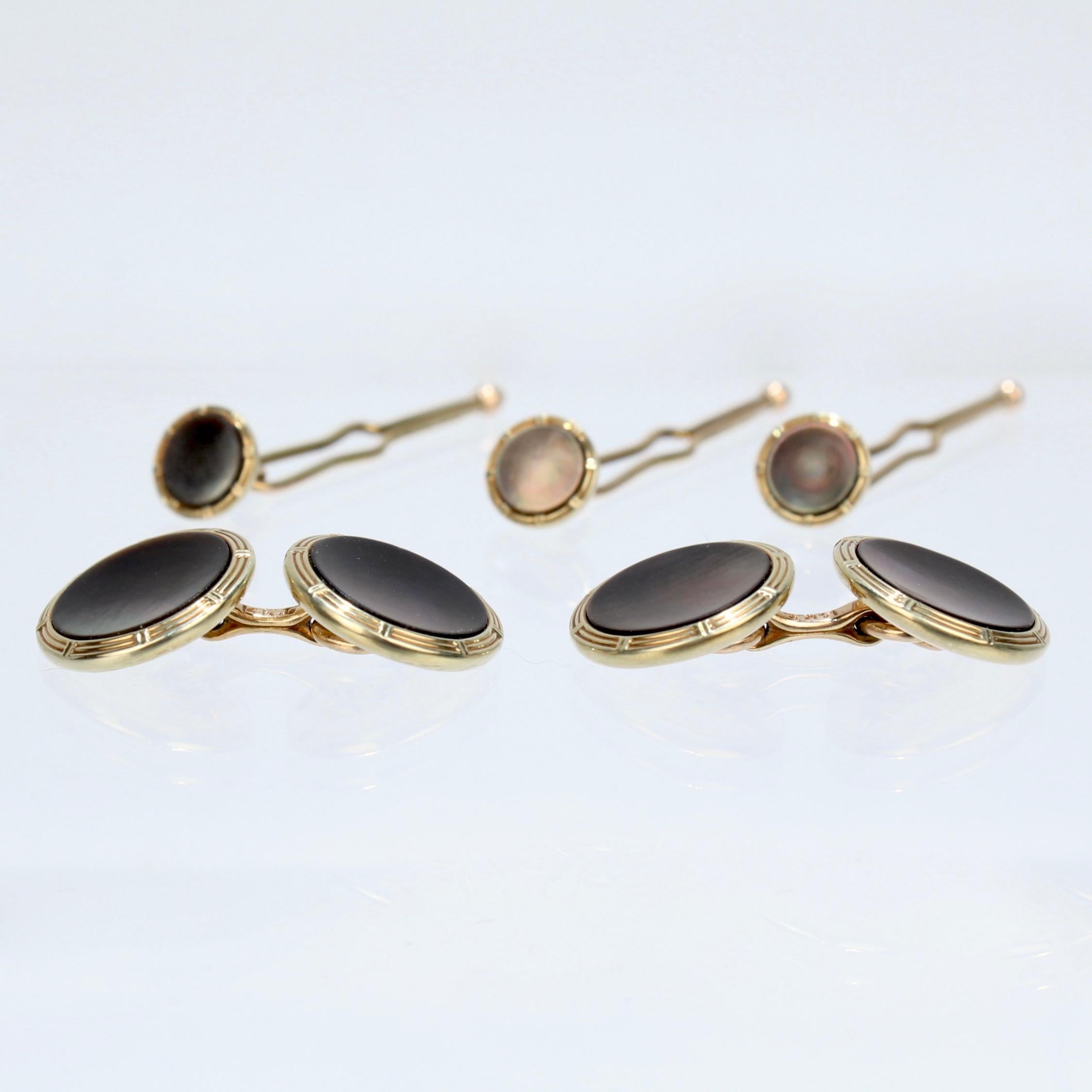 Glorious Krementz cuff links Mother of Pearl Pearl and platinum!