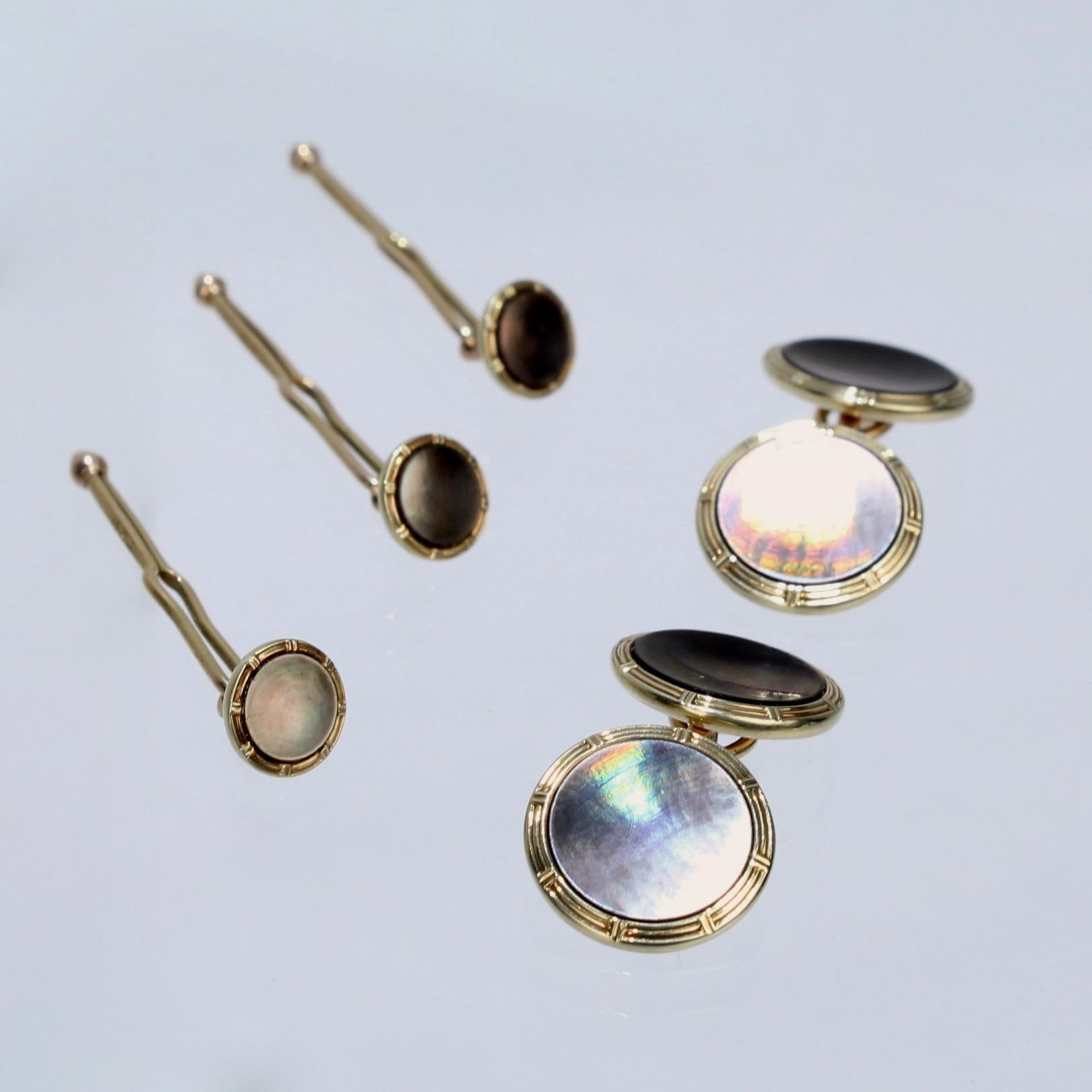Glorious Krementz cuff links Mother of Pearl Pearl and platinum!