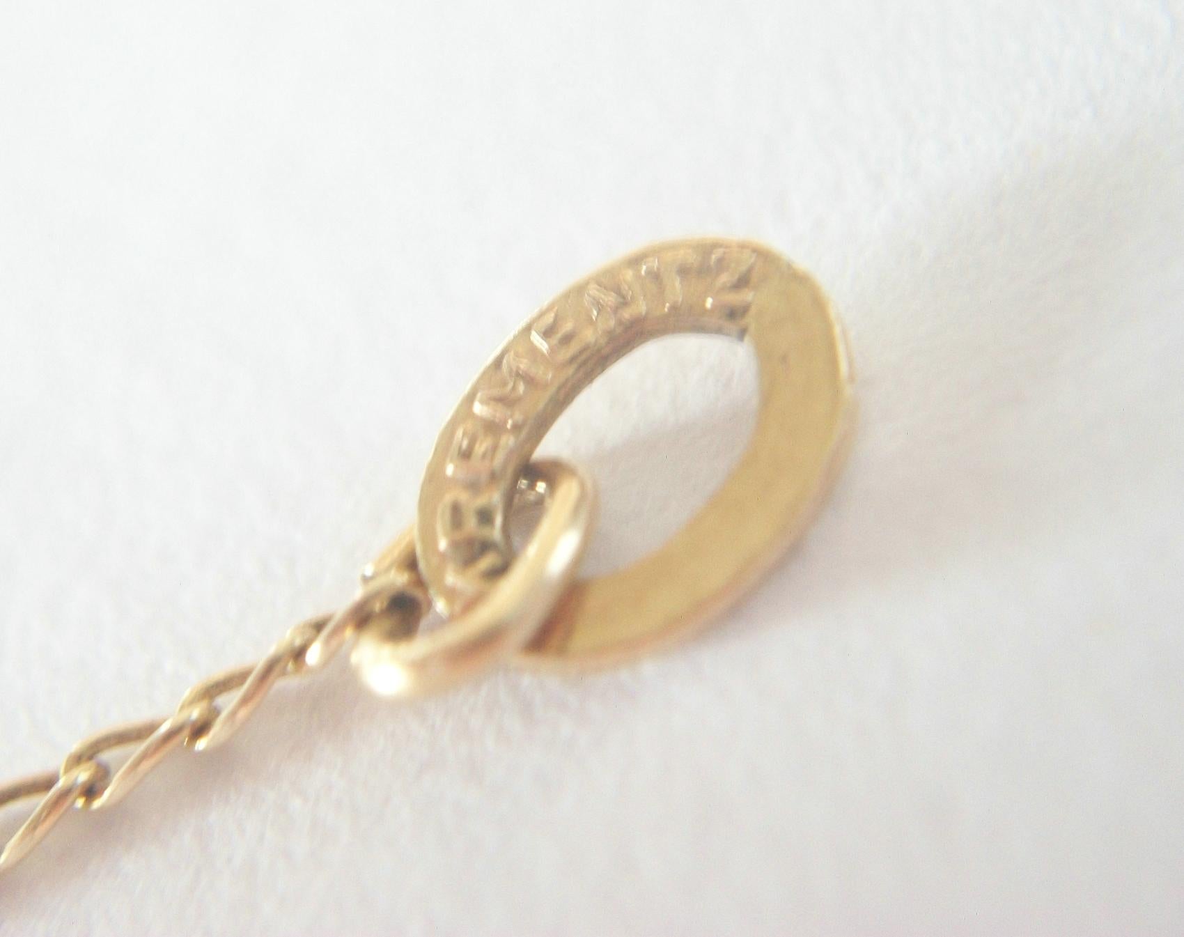 Krementz, 14K Gold Chain Necklace with Enamel Pendant, U.S.A, 20th Century For Sale 3