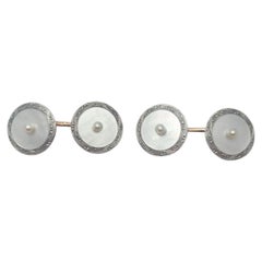 Gemelli Krementz in oro bianco e giallo 14K con madreperla #25178