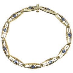 Krementz 1.76 Carat Sapphire 14 Karat Gold Art Nouveau Bracelet, circa 1910