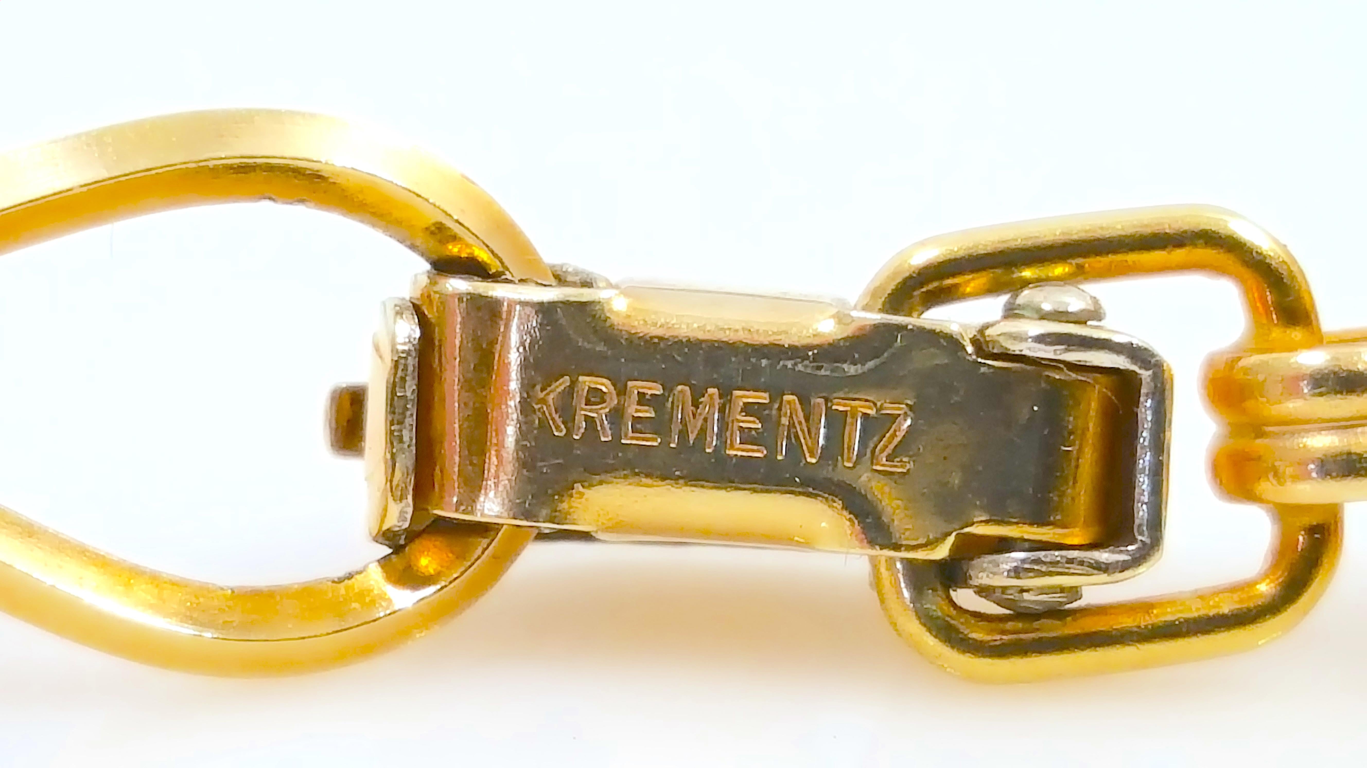Art nouveau Krementz 1950s Boxed RoseFlowerCharms TriColor GoldPlate Chain Link Bracelet en vente