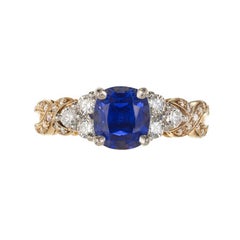 Krementz 2.46 Carat Sapphire Diamond Platinum 18k Yellow Gold Engagement Ring