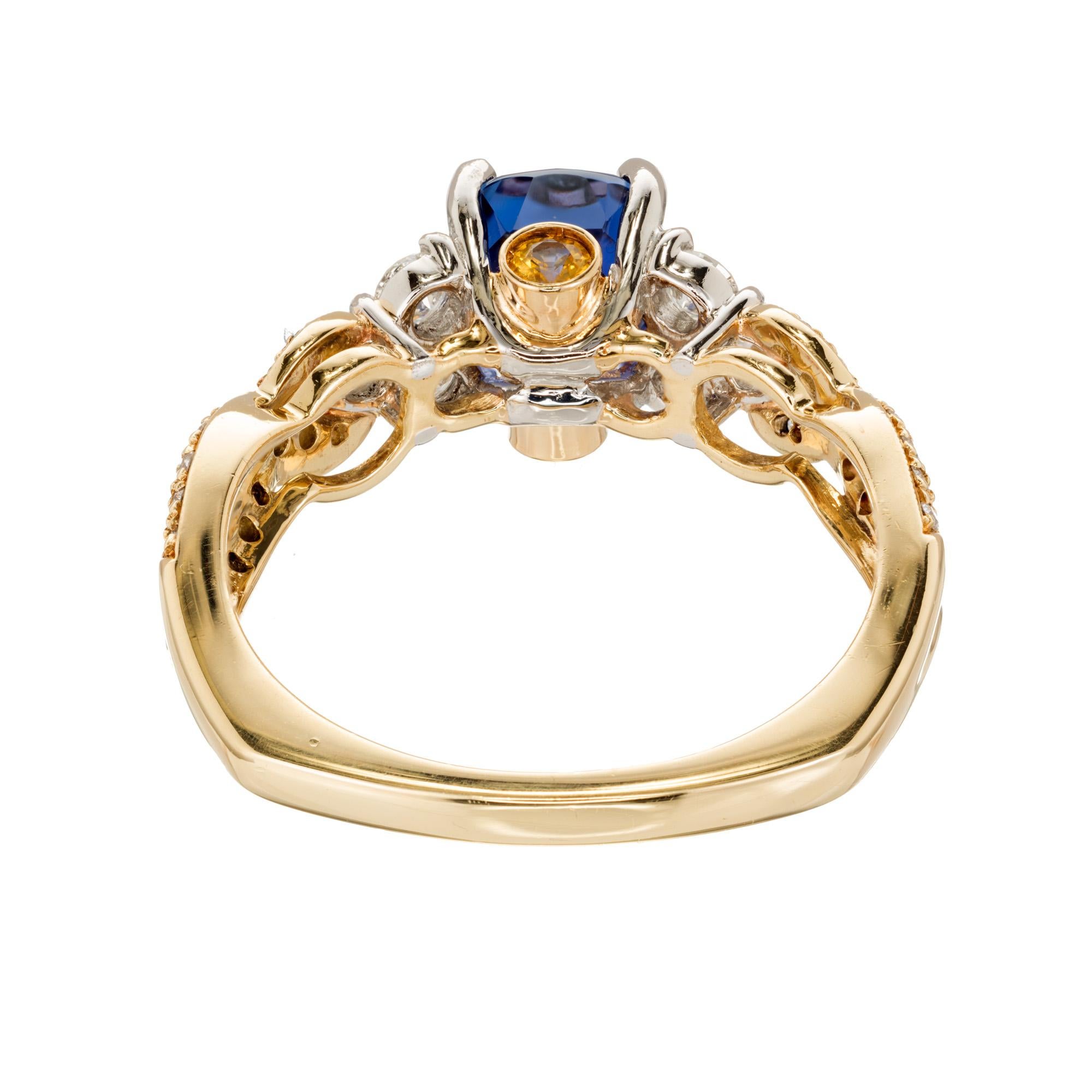 Women's Krementz 2.46 Carat Sapphire Diamond Platinum Gold Engagement Ring For Sale