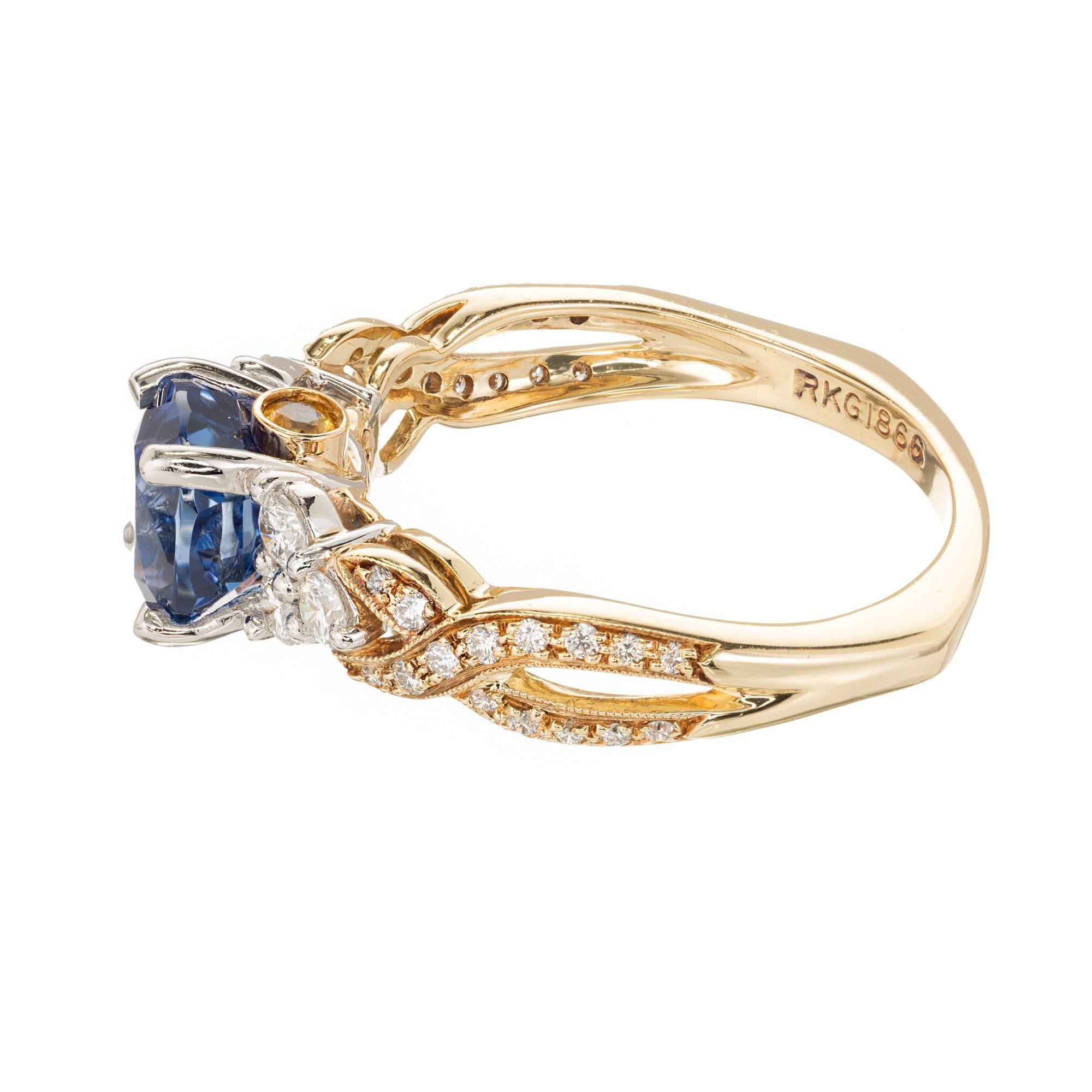 Krementz 2.46 Carat Sapphire Diamond Platinum Gold Engagement Ring For Sale 1