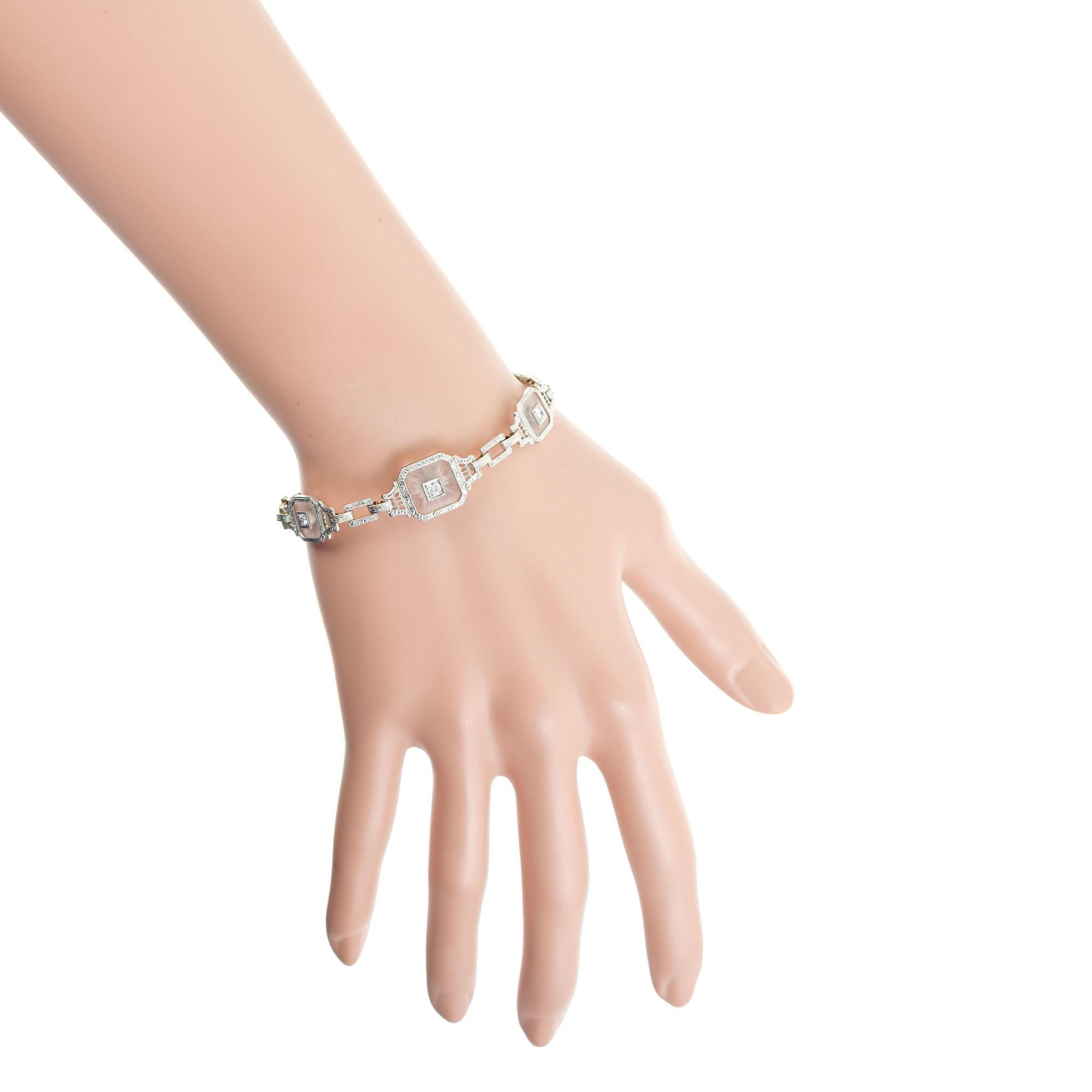 Krementz Bracelet en platine bicolore avec diamants de 0,60 carat et cristal de roche Pour femmes en vente