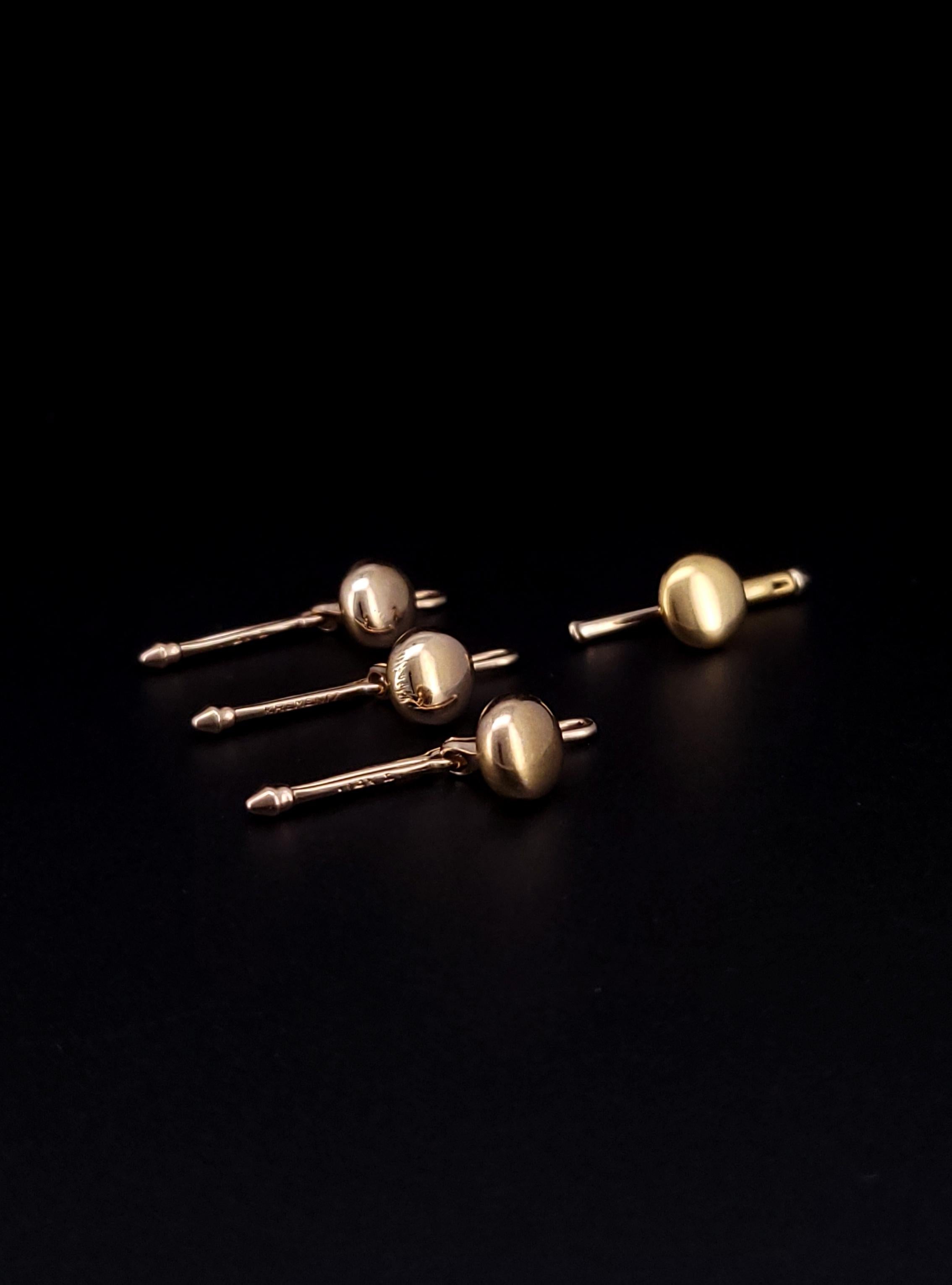 Botones Krementz Antiguos de 1930 de oro amarillo de 14k en Excelente estado para la venta en New York, NY