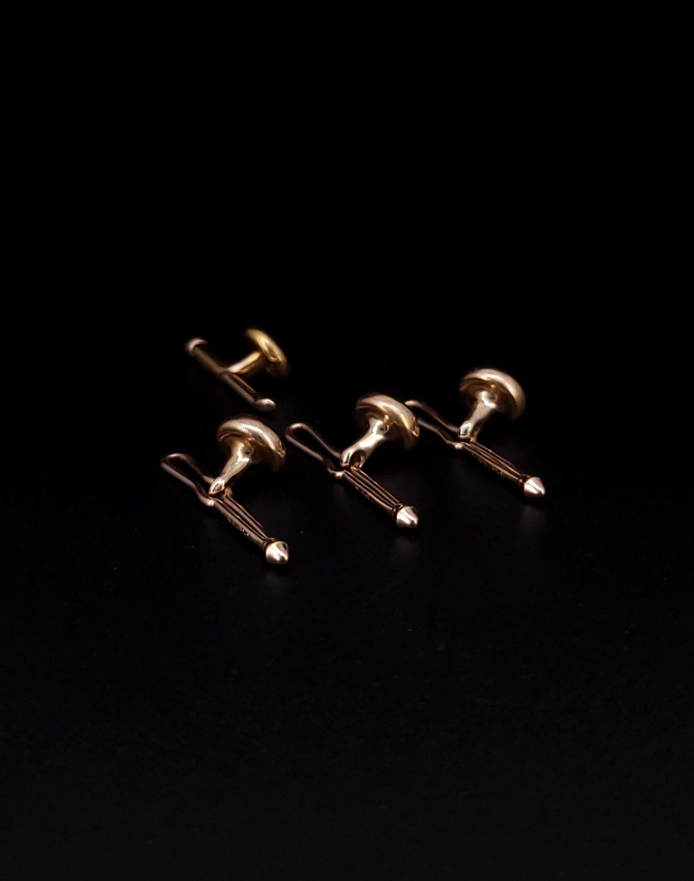 Botones Krementz Antiguos de 1930 de oro amarillo de 14k en venta 1