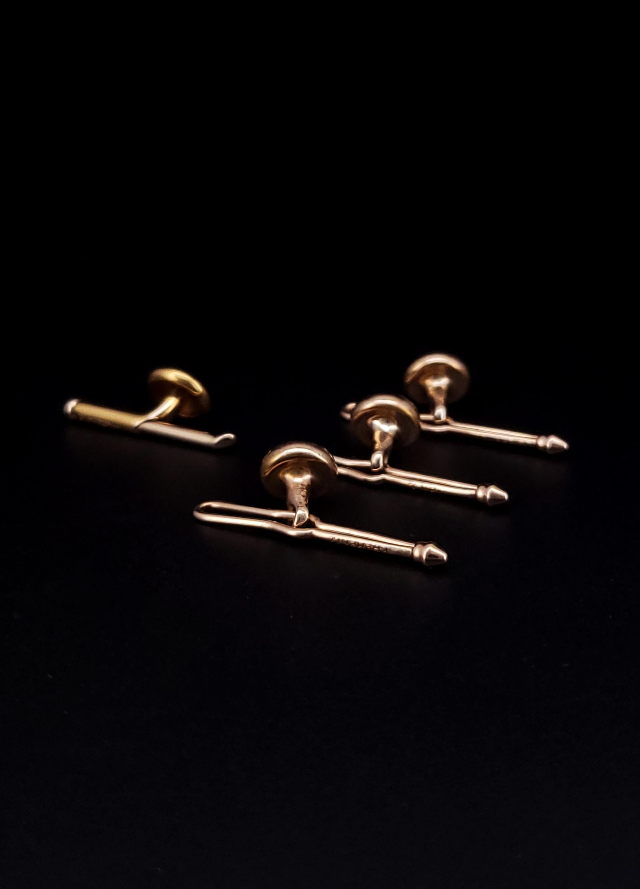 Botones Krementz Antiguos de 1930 de oro amarillo de 14k en venta 2