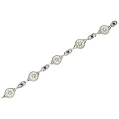 Krementz Art Deco 1.00 Carat Diamond Sapphire Camphor Glass Two-Tone 14 Karat G