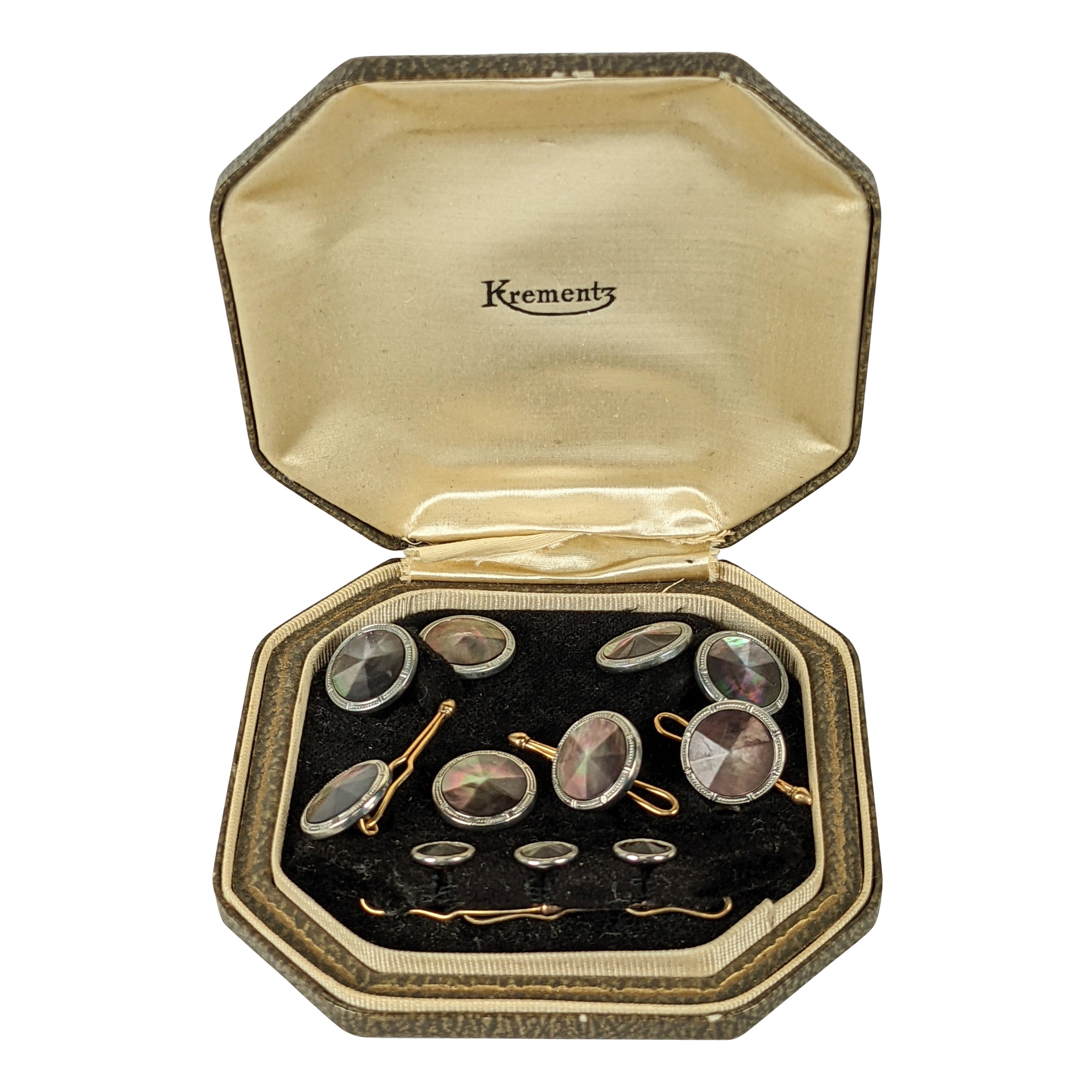 Krementz Art Deco Mother of Pearl Stud Set