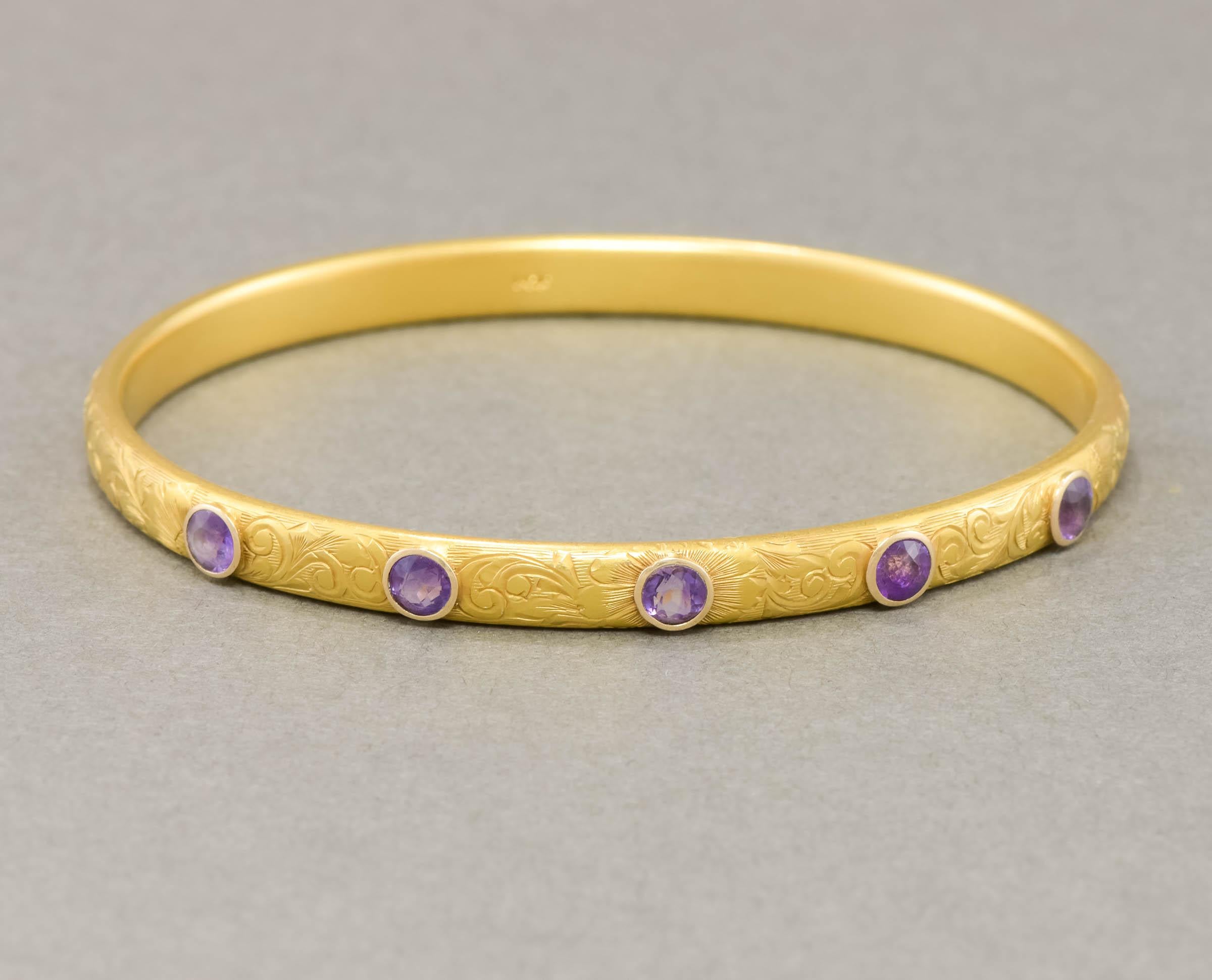 Krementz Bracelet jonc Art Nouveau en or 14 carats avec étui antique 8