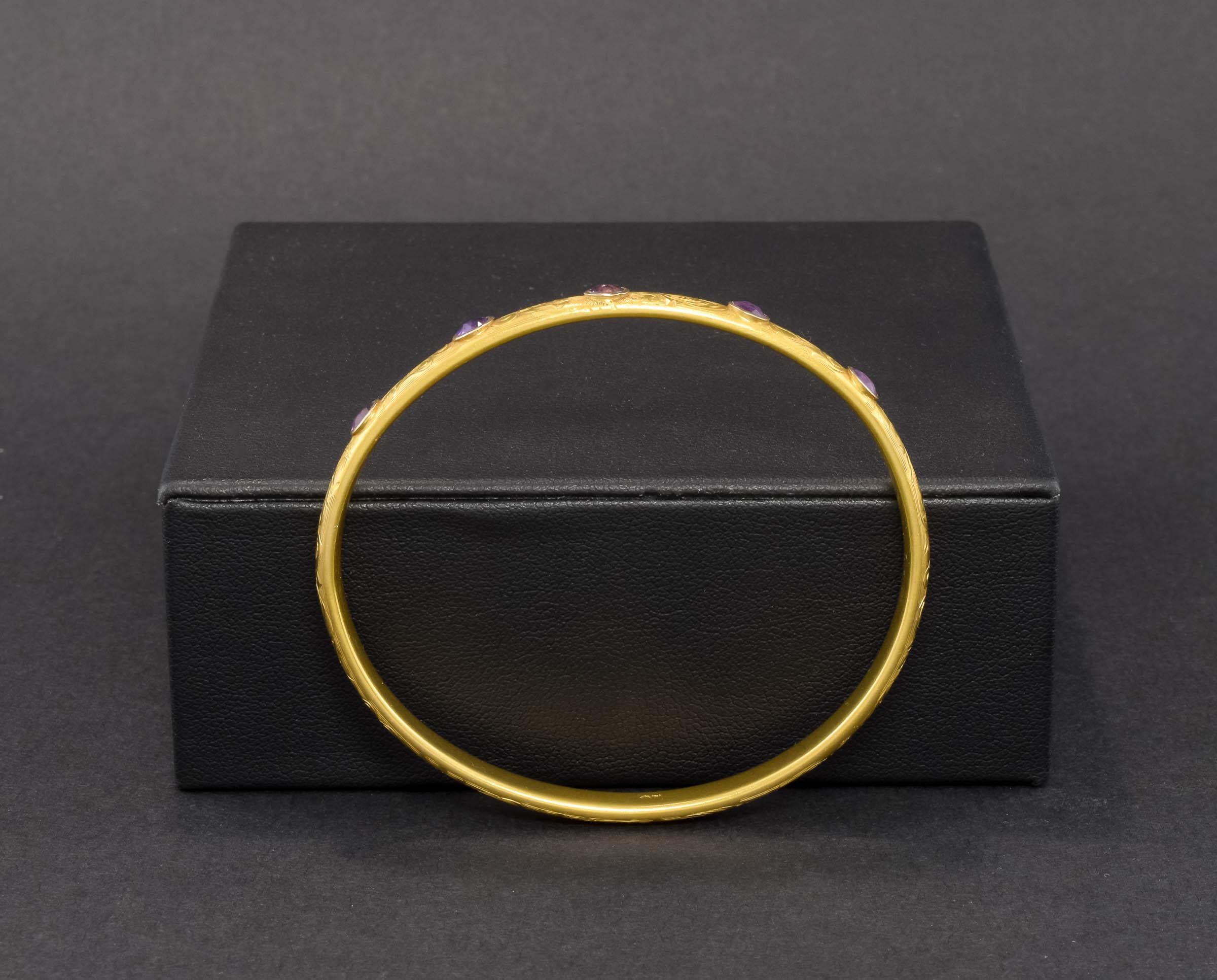 Krementz Bracelet jonc Art Nouveau en or 14 carats avec étui antique 1